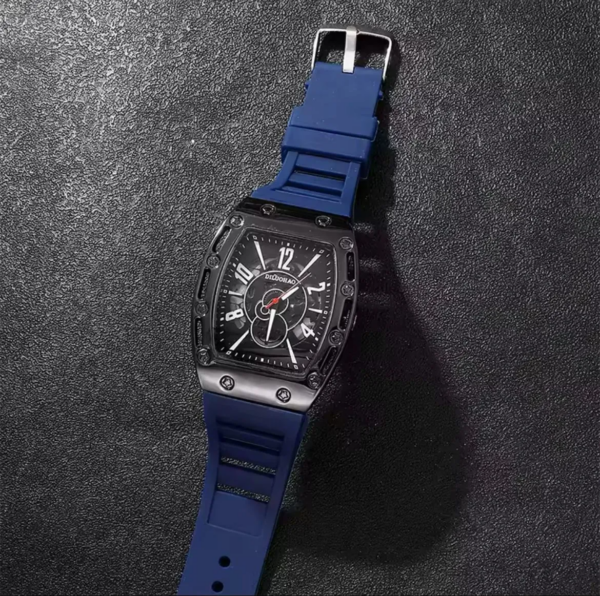 Reloj Con Correa Cuadrada De Silicona Para Hombre Cronógrafo Informal - Image 2