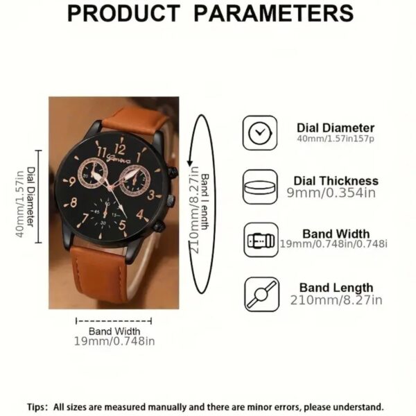 Reloj De Cuero Conjunto De 4 Piezas Para Hombre - Image 3