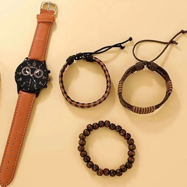 Reloj De Cuero Conjunto De 4 Piezas Para Hombre - Image 2