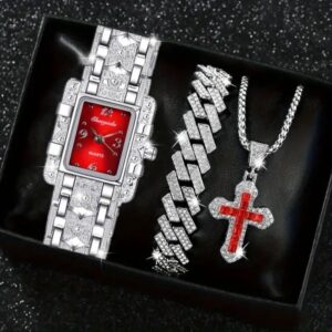 Conjunto De Reloj Cubano Elegante Para Mujer