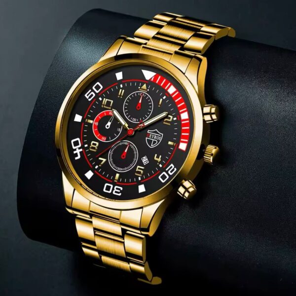 Conjunto De 3 Piezas Dorado De Acero Inoxidable Para Hombre - Image 3