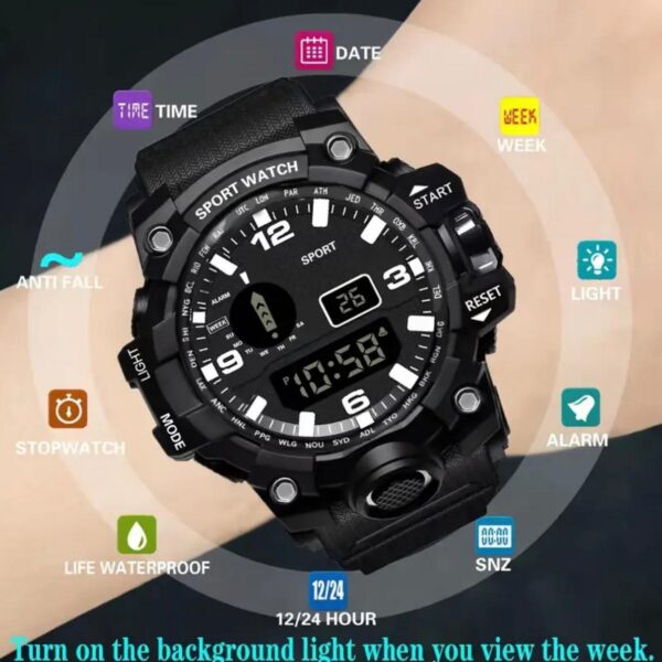 Reloj Digital Deportivo Alarma, Temporizador, Calendario, Hora Mundial - Image 3