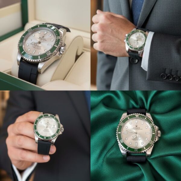 Reloj Estilo Rolex Submariner con Bisel Kermit y Correa Negra - Image 2