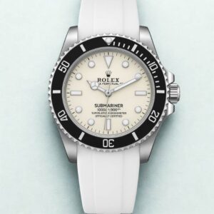 Reloj Rolex Submariner Con Bisel Negro Y Correa Blanca