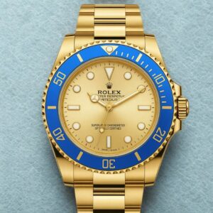 Reloj Rolex Dorado con Bisel Azul Deportivo