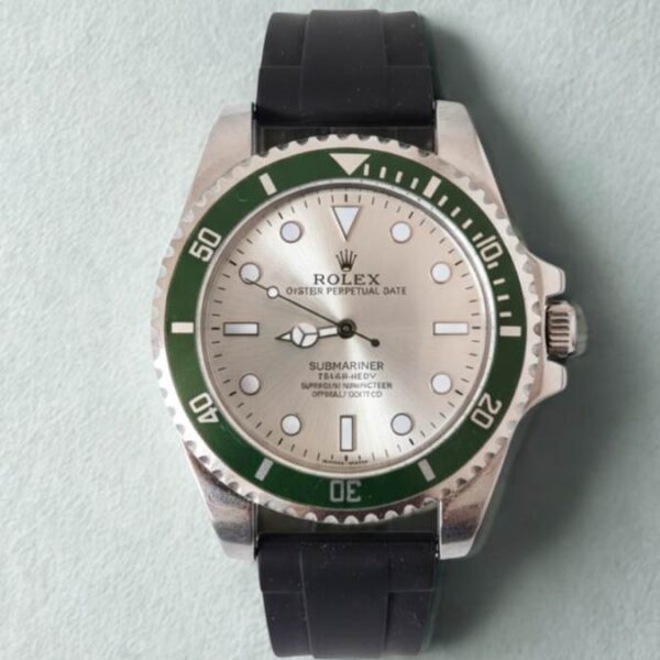 Reloj Estilo Rolex Submariner con Bisel Kermit y Correa Negra
